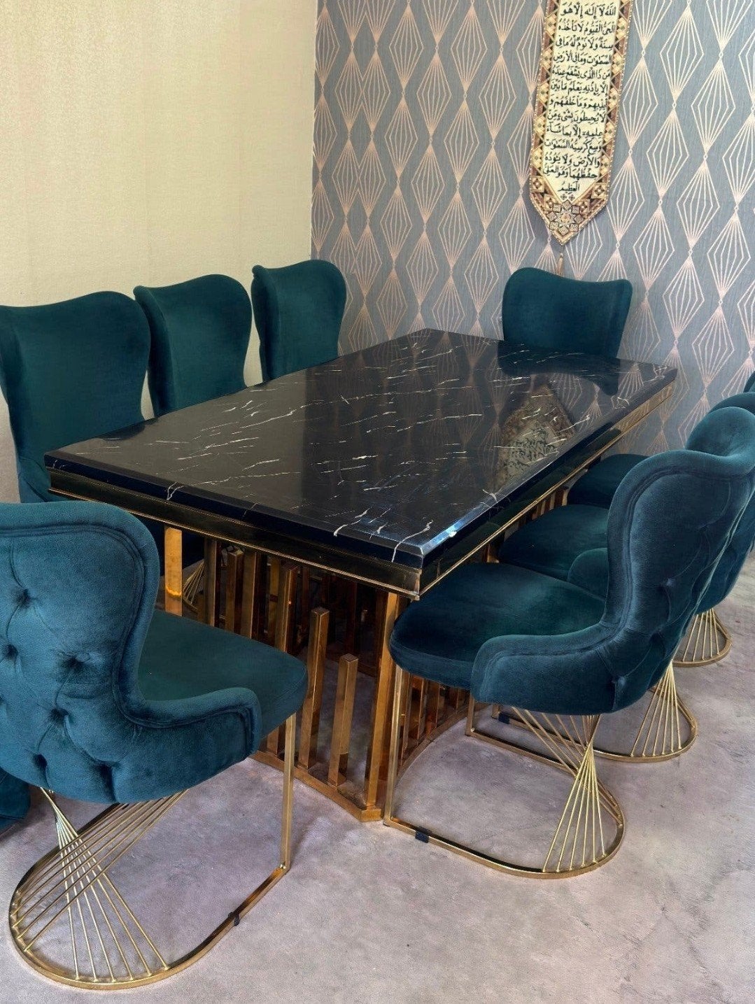 Luxe Eettafel met 4 of 6 Stoelen, Huis en Inrichting, Modern, Luxe, Glamour, Zo goed als nieuw, 150 tot 200 cm, Vier personen