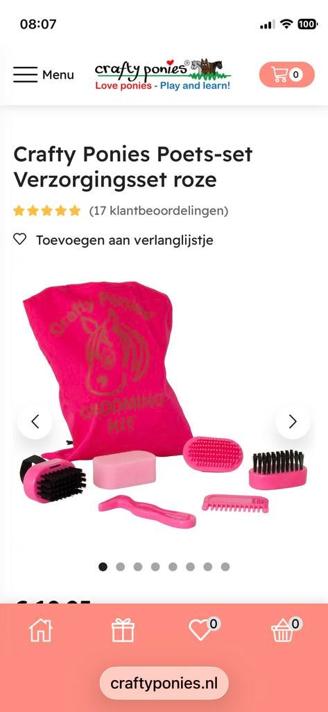 Gezocht roze verzorgingsset crafty pony, Ophalen