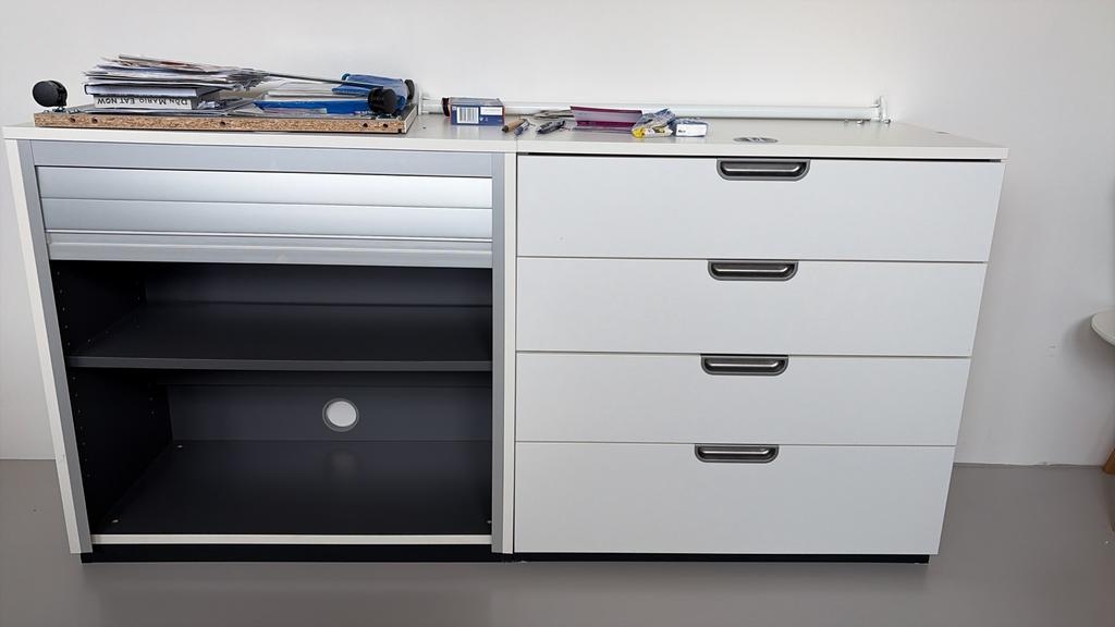 IKEA Kasten: 2x roldeurkast (ideaal voor ordners) + 1x ladek, Ophalen, Gebruikt, Meerdere deuren, 50 tot 100 cm