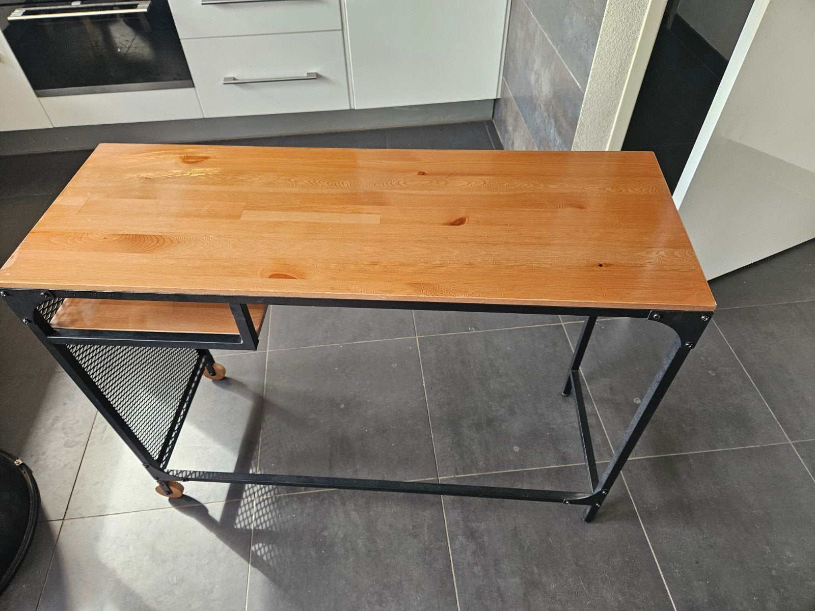 IKEA FJÄLLBO Laptoptafel / Industrieel Bureau (100x36 cm), Huis en Inrichting, Tafels | Sidetables, Ophalen, 100 tot 150 cm, Grenenhout