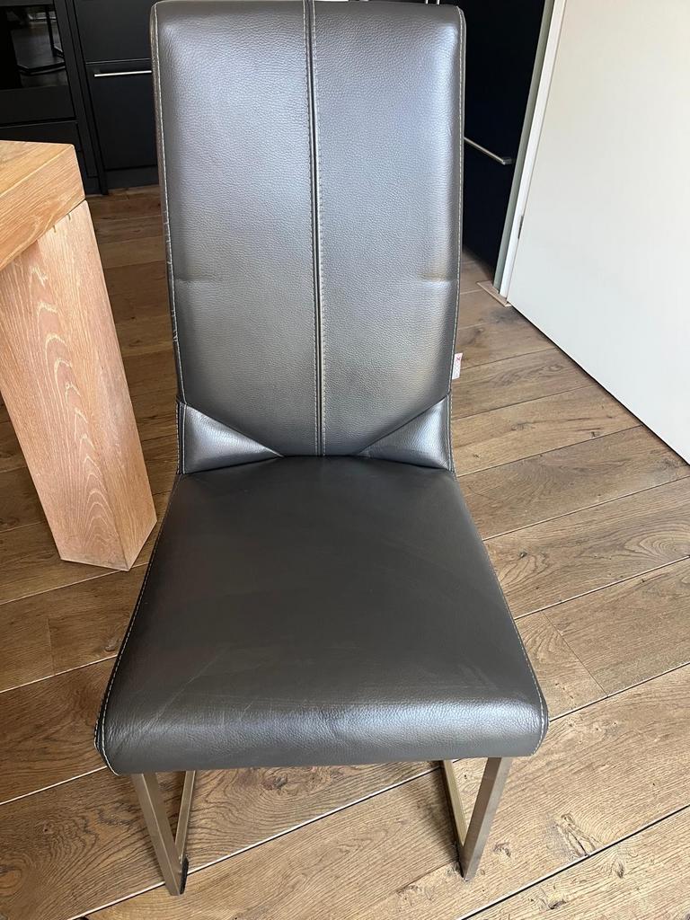 6 leren eetkamerstoelen - Comfortabel en stijlvol, Ophalen, Gebruikt, Zwart, Leer