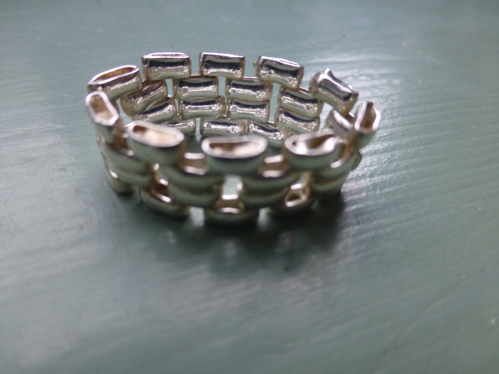 Zilveren flexibele Schakel Ring Rolex-style mt 16 ¾ NIEUW, Sieraden, Tassen en Uiterlijk, Ringen, Verzenden, Nieuw, Kleiner dan 17