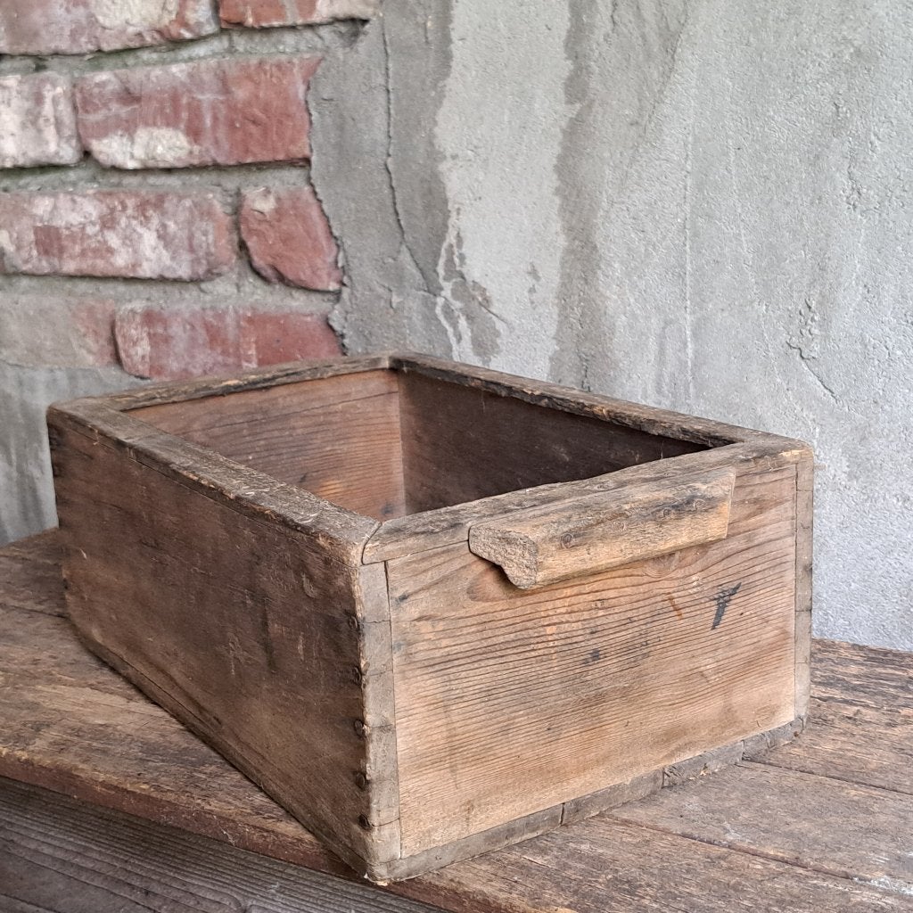 Oud brocante houten kistje kist bak 2 handgrepen *Etage3*, Gebruikt, ., Ophalen of Verzenden, .