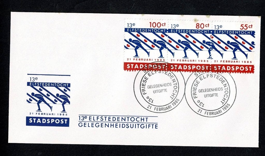 Nederland : 13e Elfstedentocht 21 februari 1985 - stadspost, Verzenden, Na 1940, Gestempeld