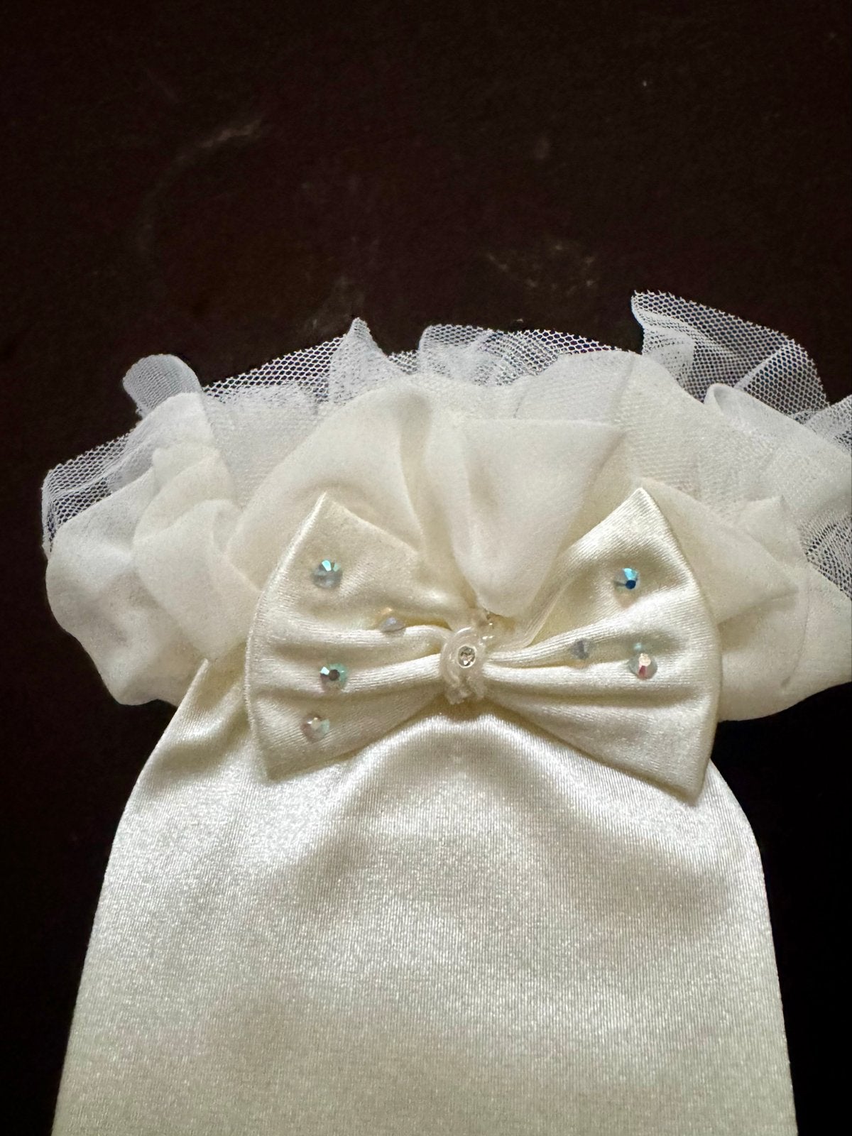 Witte trouwhandschoenen met Strik en Swarovski Steentjes, Ophalen of Verzenden, Nieuw, Wit, Accessoires