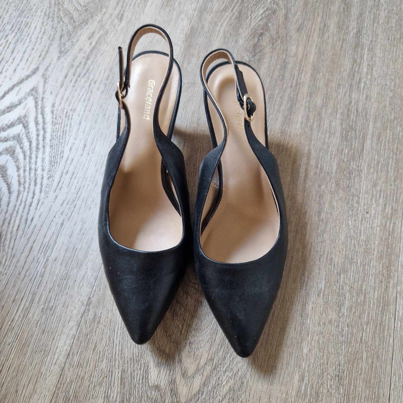 Graceland Zwarte Slingback Pumps Maat 36, Pumps, Zwart, Ophalen of Verzenden, Zo goed als nieuw