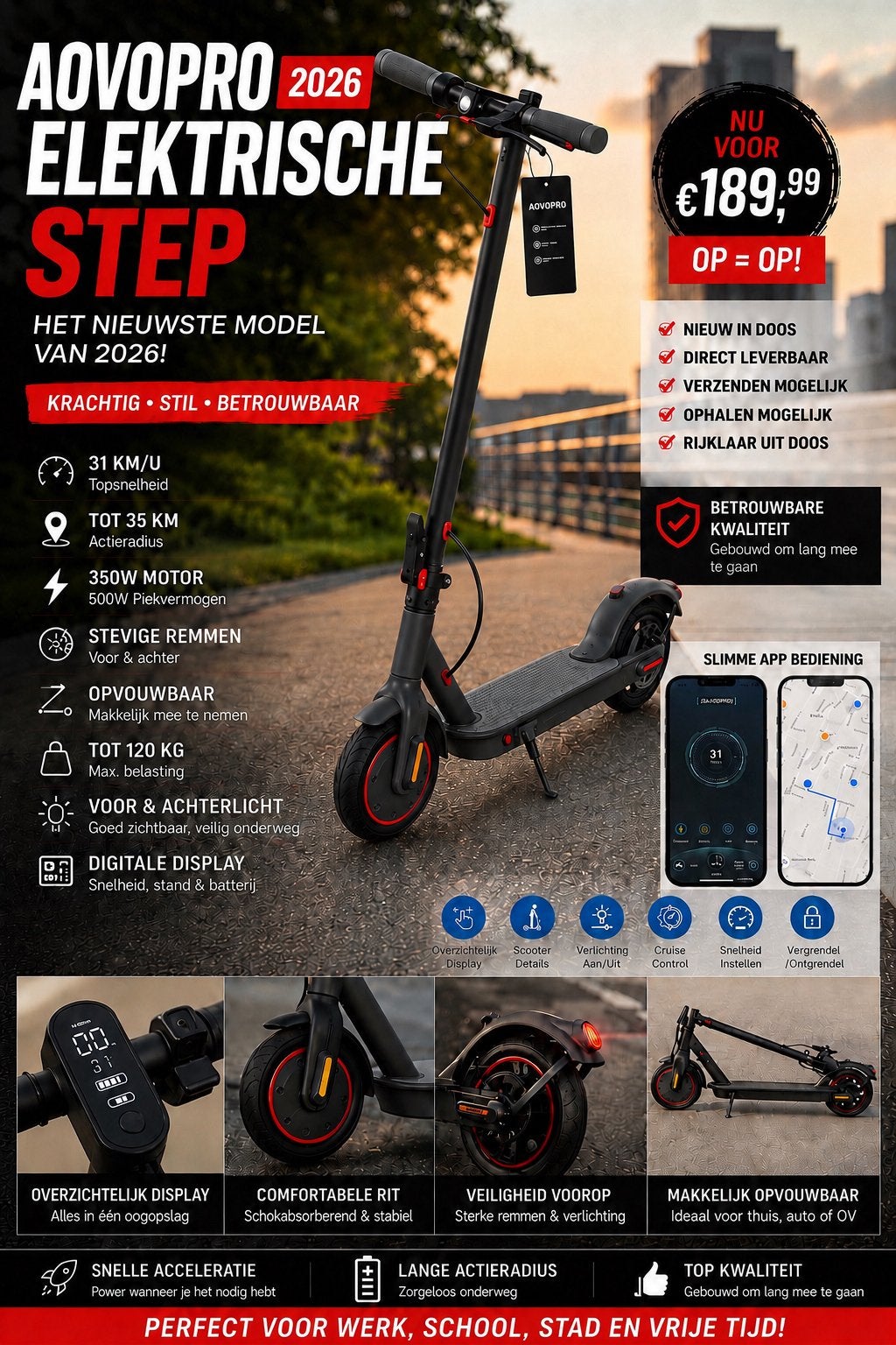 ️ ZOMERVAKANTIE DEAL – ELEKTRISCHE STEP NU SLECHTS €189! ️, Fietsen en Brommers, Steps, Ophalen of Verzenden, Nieuw, Elektrische step (E-scooter)