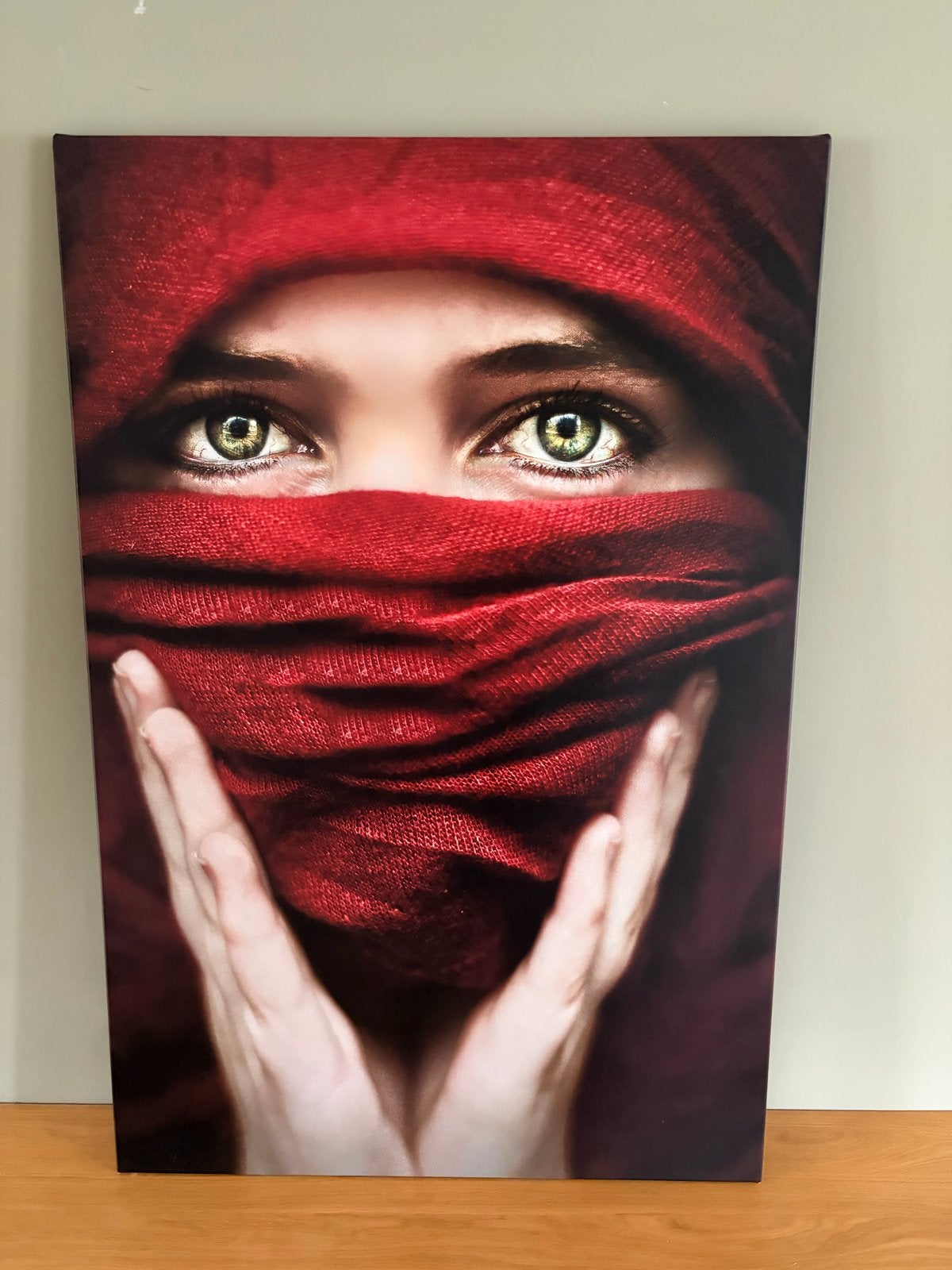 Canvas Schilderij 120 x 80 cm - Mysterieuze Ogen, Ophalen, Zo goed als nieuw, Schilderij, 75 tot 100 cm