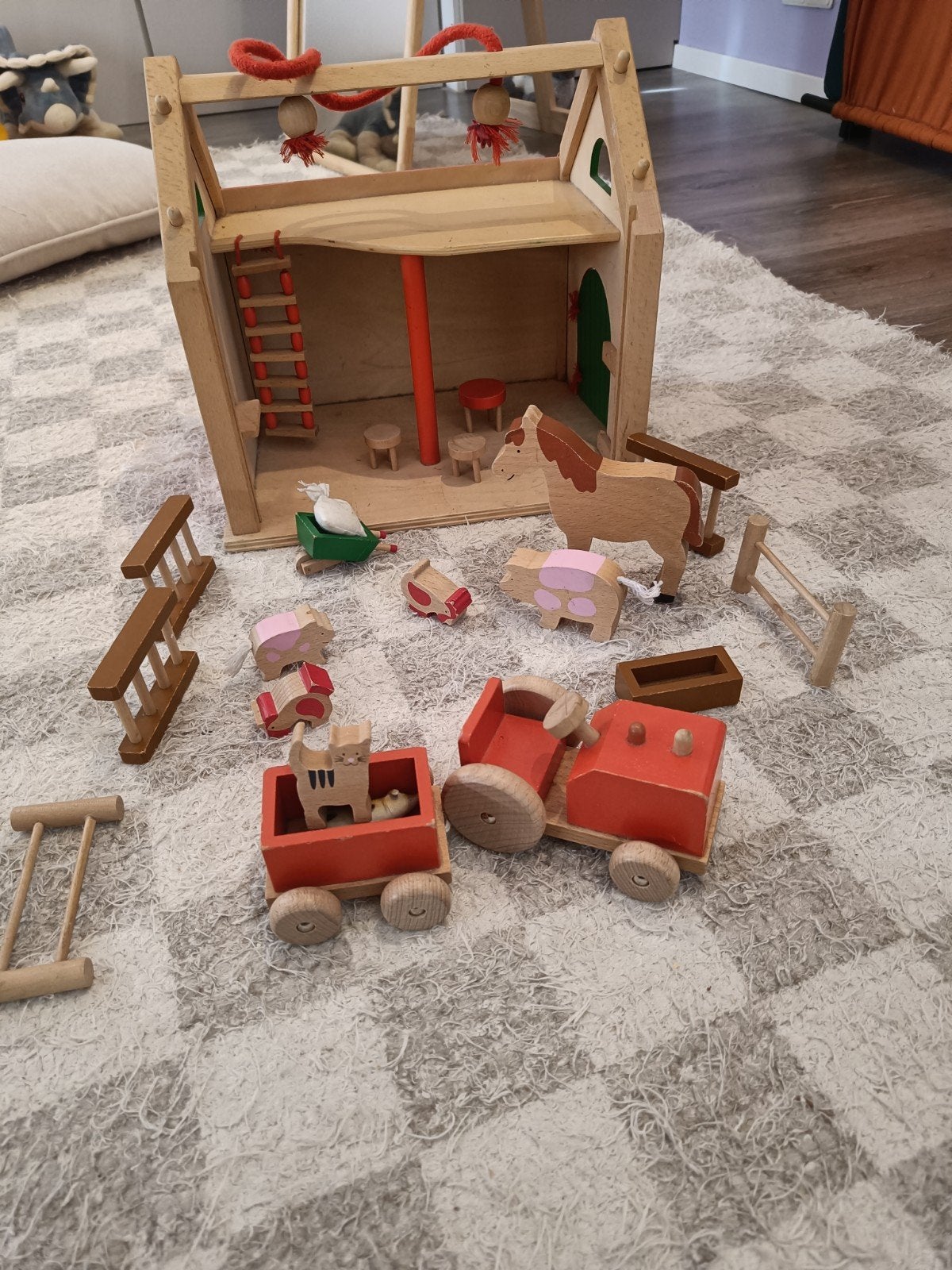 Houten speelboerderij met accessoires, Ophalen of Verzenden, Gebruikt