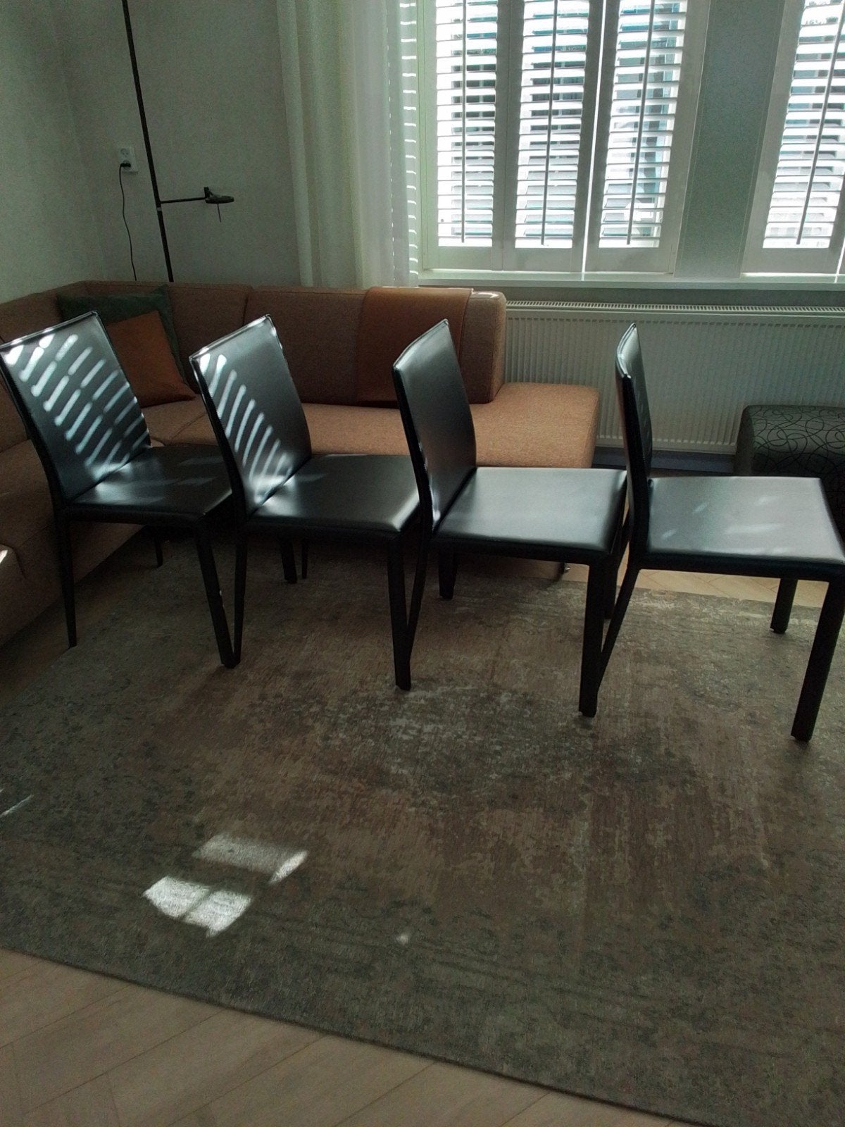 Eetkamerstoelen Hulsta zwart leer., Ophalen, Zwart, Leer, Vier