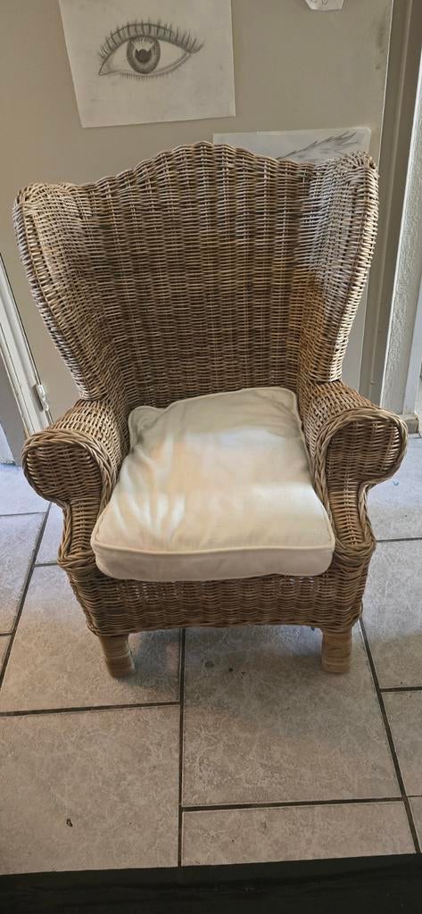 Riviera Maison Rotan kinderFauteuil met Kussen, Huis en Inrichting, Stoelen, Gebruikt, Overige kleuren, Ophalen of Verzenden, Eén