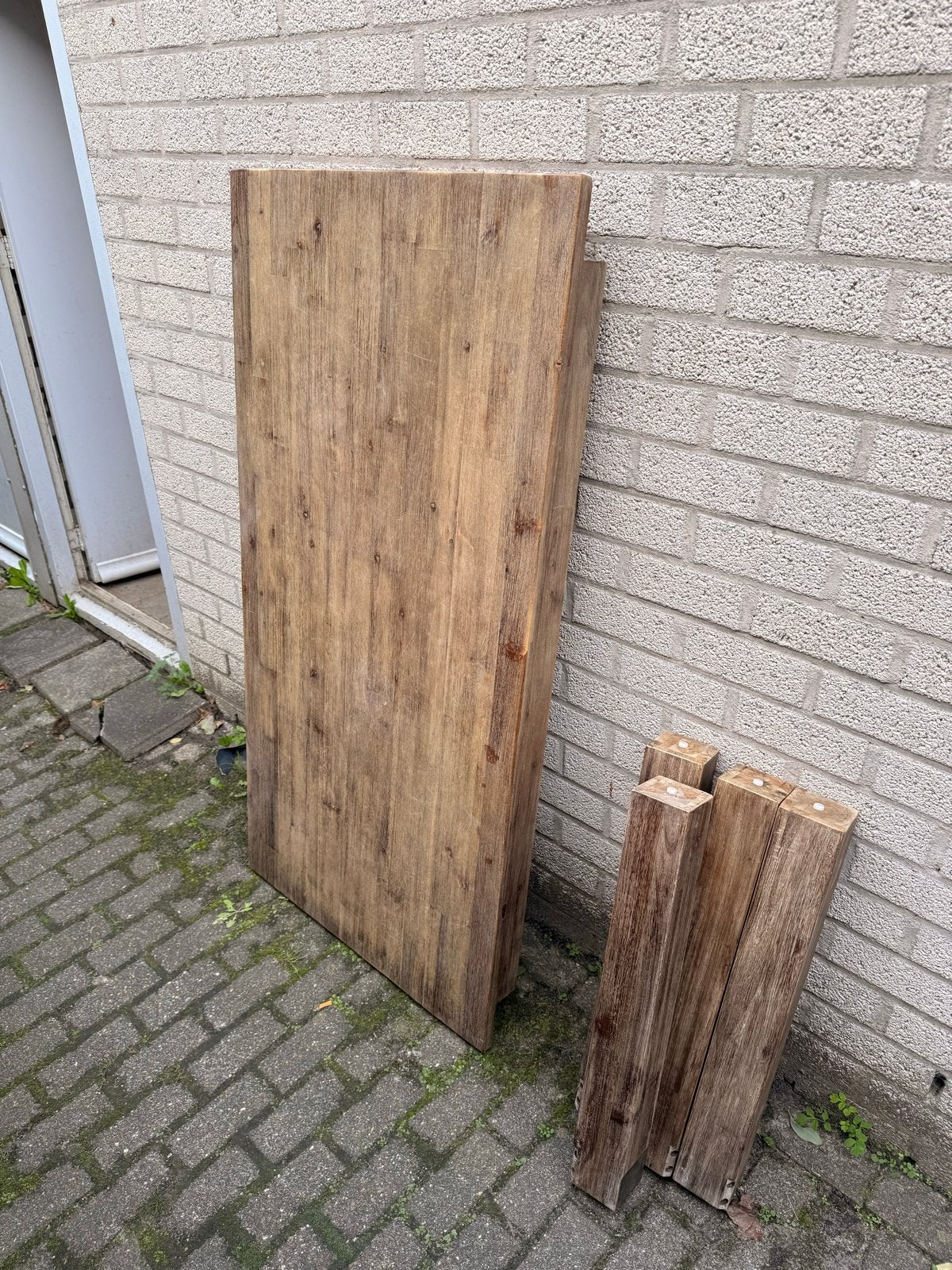 Robuuste houten tafel (81x160x73 cm), Ophalen, Gebruikt, 50 tot 100 cm, 150 tot 200 cm