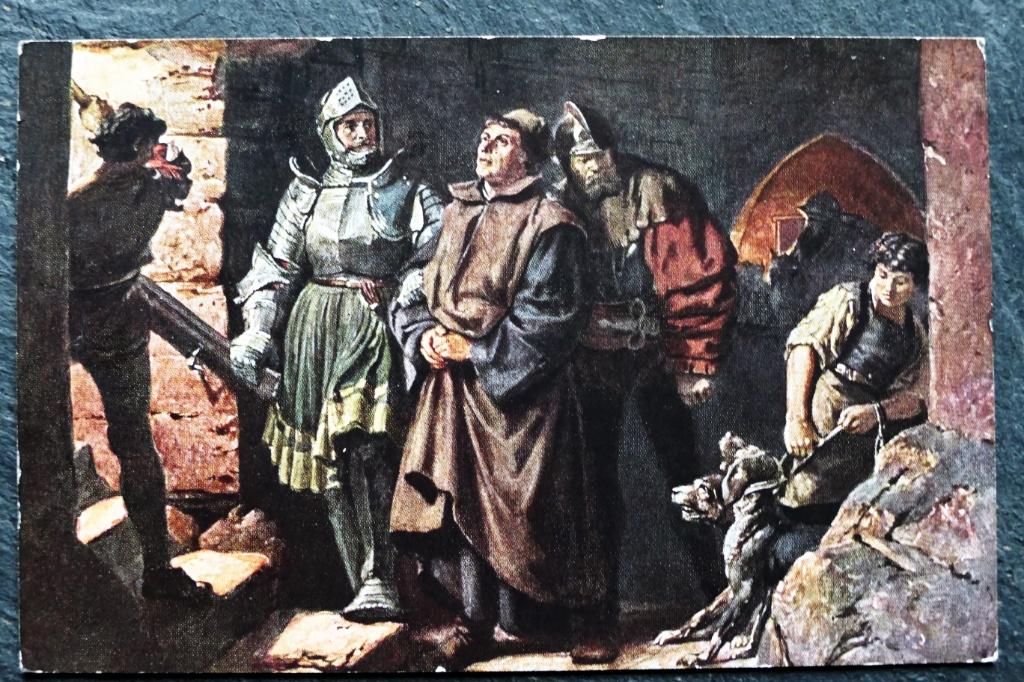 Luthers aankomst in de Wartburg anno 1521 - ridders erbij, Verzenden, Voor 1920, Ongelopen, Politiek en Historie