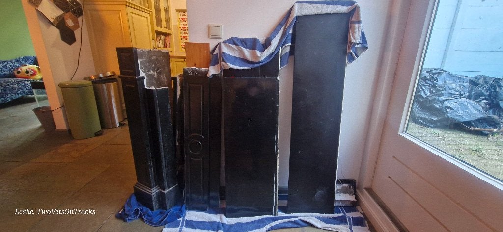Foto 3 van ART-DECO zwart marmeren/stenen omloop schouw openhaard