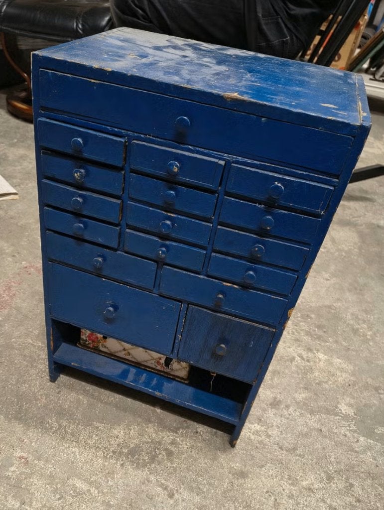 intage ladekastje met naai fournituren erin -naaikastje, Ophalen, Minder dan 50 cm, Gebruikt, 5 laden of meer
