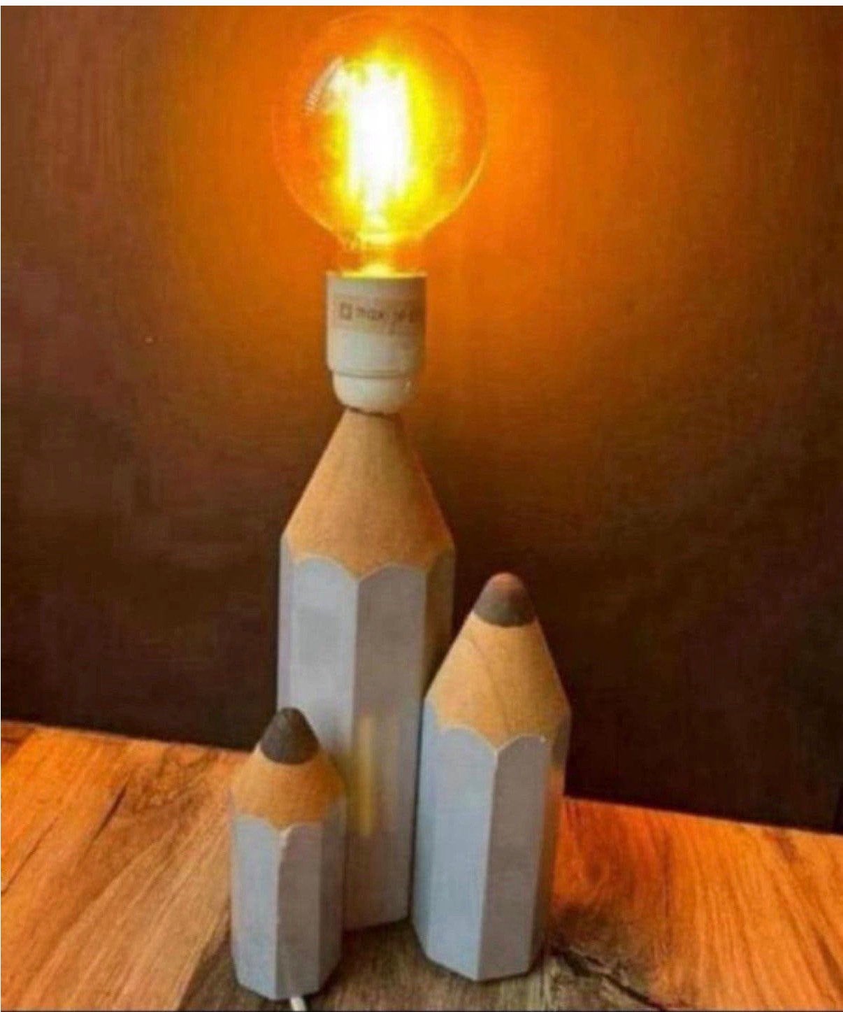 Vintage unieke potlood lamp, Ophalen of Verzenden, Zo goed als nieuw, Hout, Vintage
