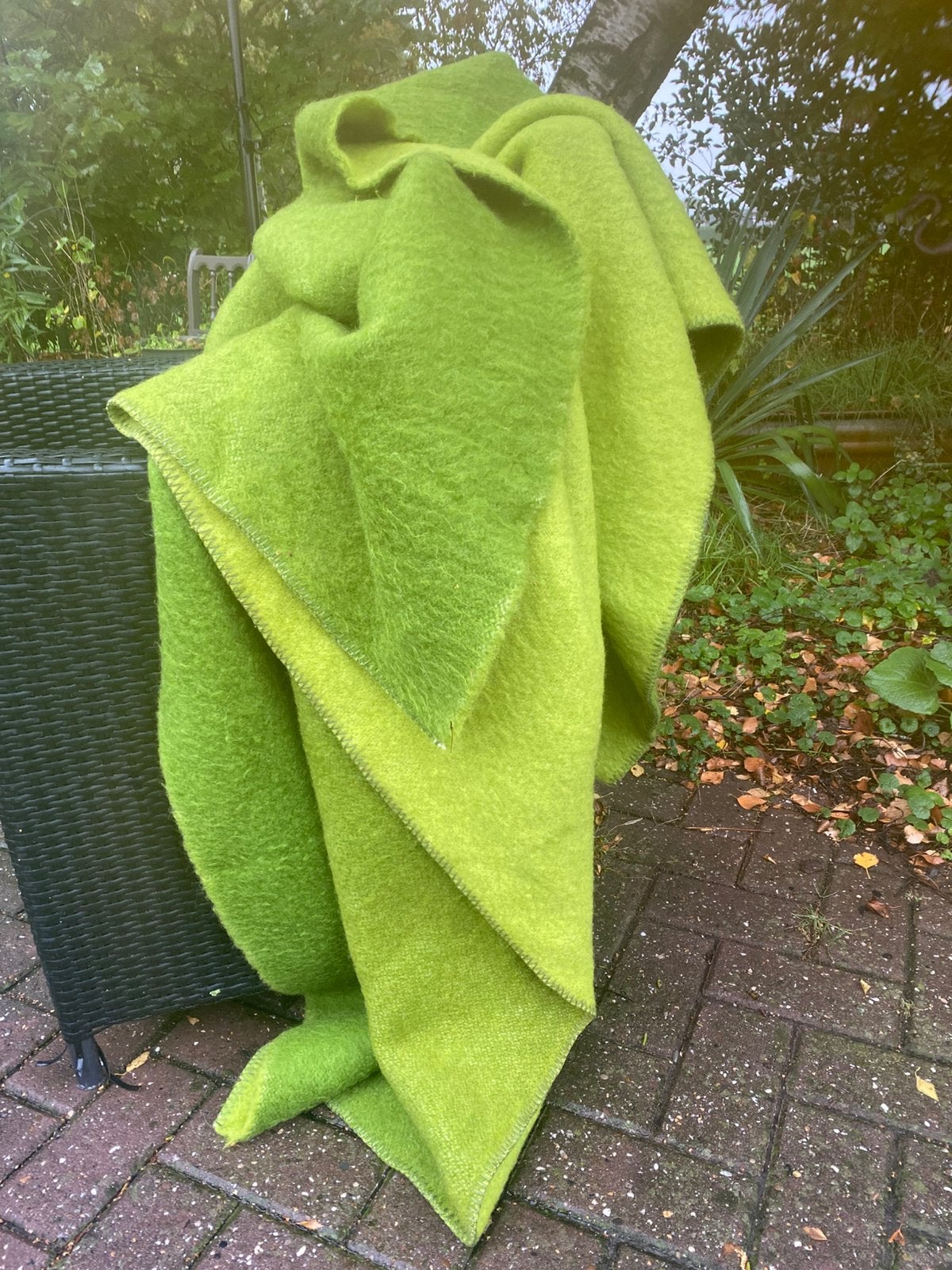 Prachtige grote groene  vintage warme wollen deken, Ophalen of Verzenden, Zo goed als nieuw