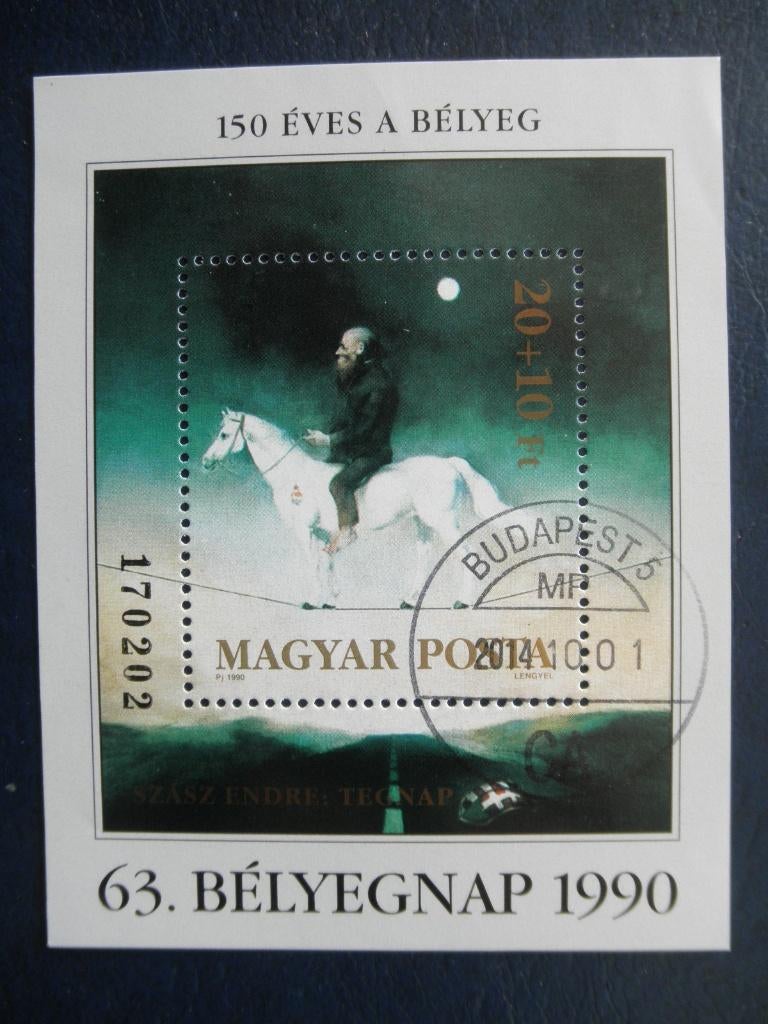 Postzegels Hongarije 1990 blok 212 paarden  - cw. € 5,00., Ophalen of Verzenden, Gestempeld