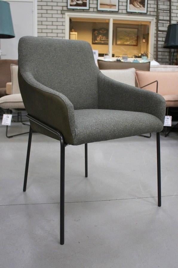 6x luxe eetkamerstoel Jolly Jess Design leer stof groen, Ophalen, Overige kleuren, Leer, Zo goed als nieuw