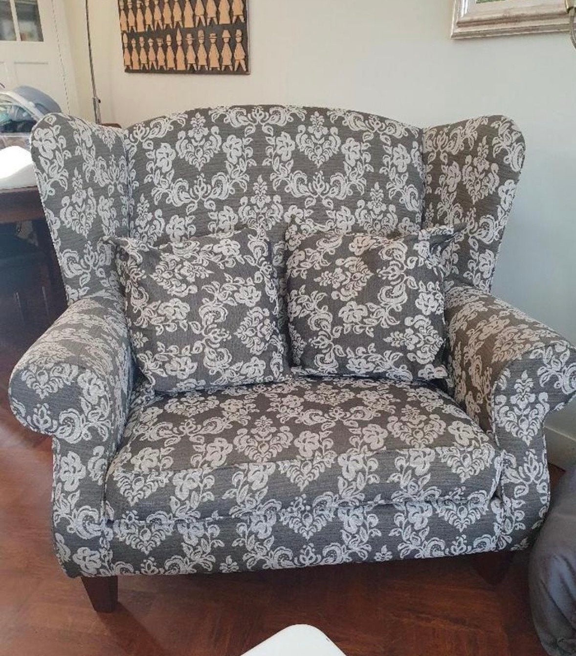 Comfortabele fauteuil met bloemenpatroon loveseat, Ophalen of Verzenden, Gebruikt, Stof, 75 tot 100 cm
