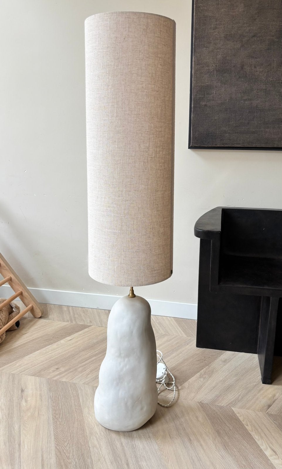 Ferm Living Hebe vloerlamp, Ophalen, Natuurlijk materiaal, Rond, 80 cm