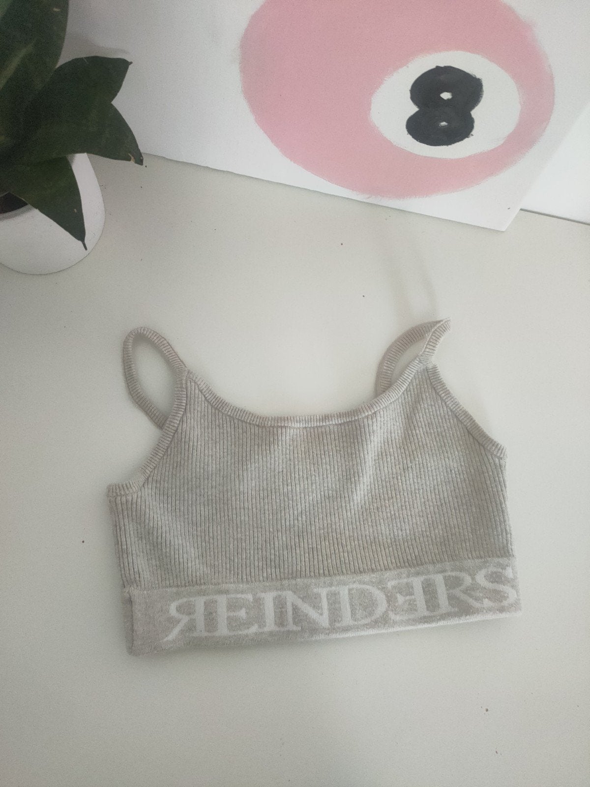 Reinders Topje - Beige Ribstof met Logo, Reinders, Beige, Ophalen of Verzenden, Zo goed als nieuw