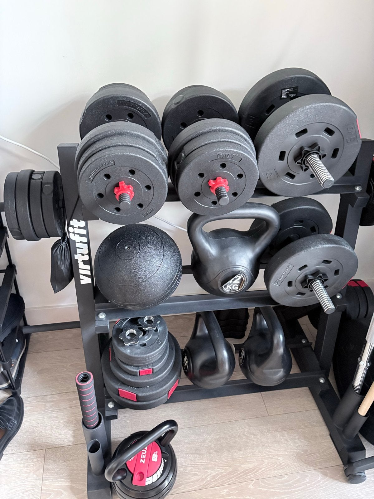 Complete fitness set: Halters, kettlebells, bal, Ophalen, Zo goed als nieuw, Armen, Dumbbell