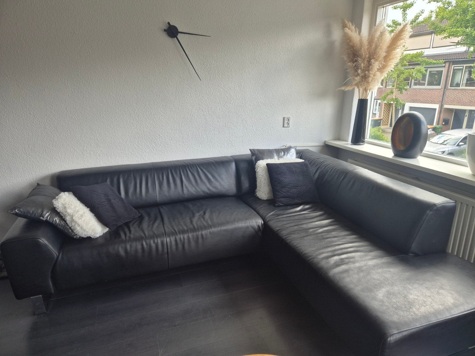 Leren montel hoek bank, Gebruikt, 75 tot 100 cm, Ophalen of Verzenden, 200 tot 250 cm