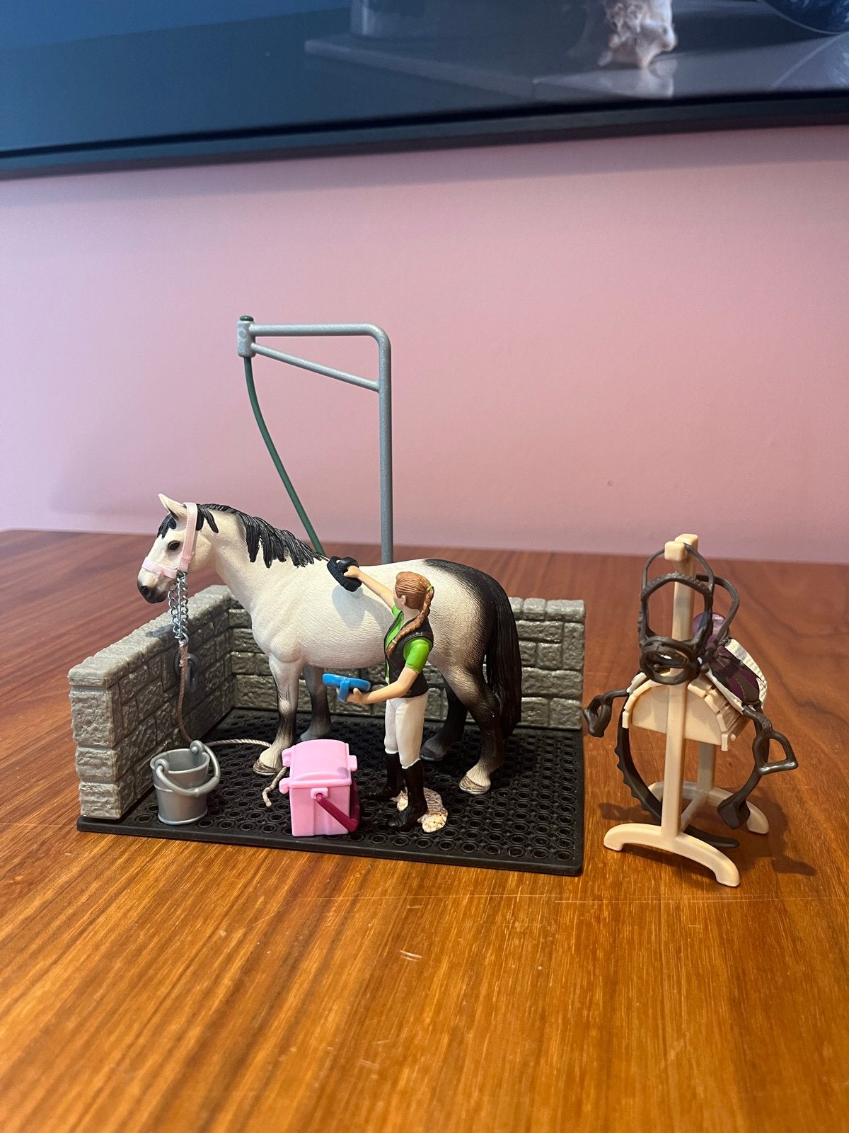 Schleich paard met verzorgingsset en ruiter, Verzenden, Zo goed als nieuw, Jongen of Meisje