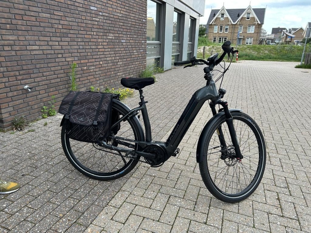 Dames E-bike , merk FLYER, antraciet, Fietsen en Brommers, Elektrische fietsen, Zo goed als nieuw, Minder dan 47 cm, 50 km per accu of meer