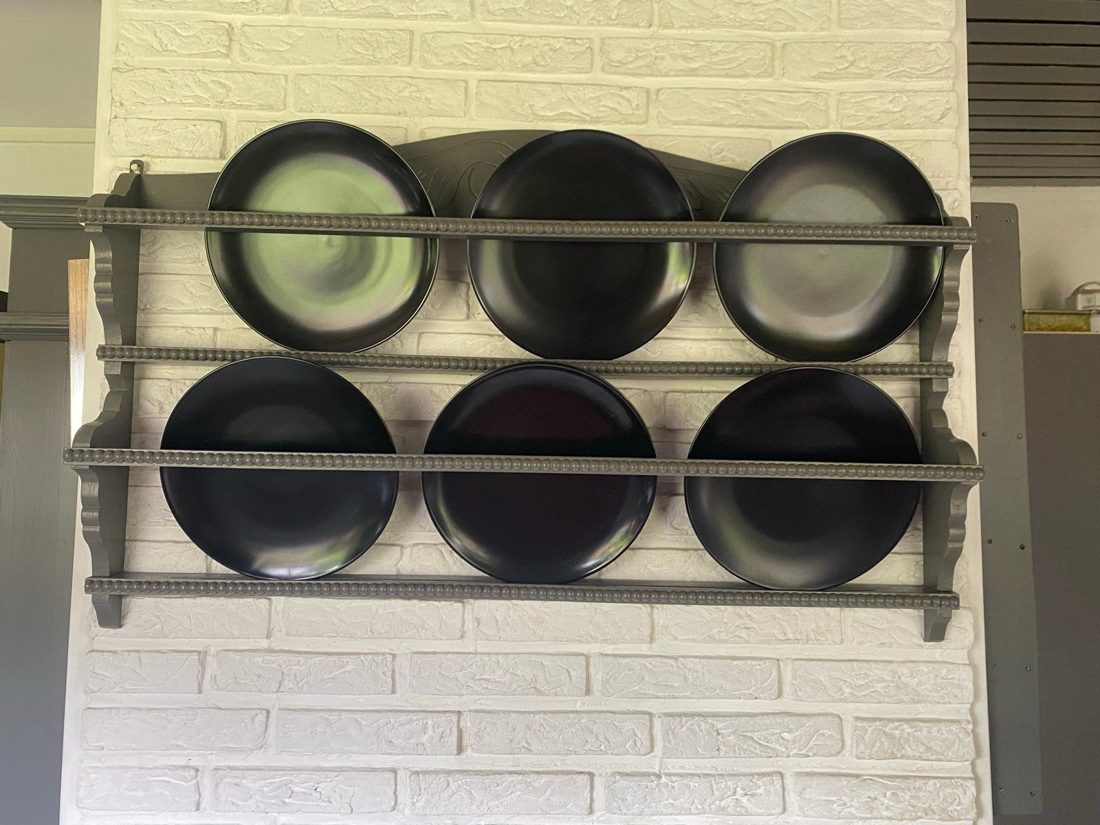 Antiek grijs bordenrek - 98x54 cm, Ophalen