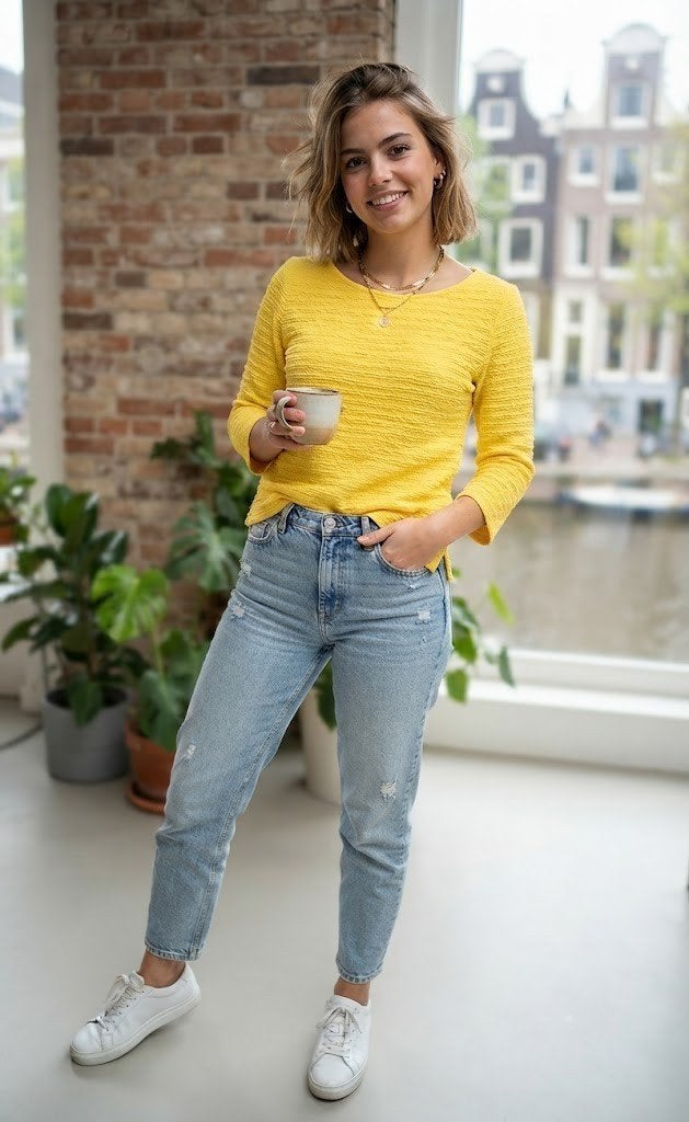 top Claudia Strater/katoen, Kleding | Dames, Verzenden, Geel, Zo goed als nieuw, Lange mouw