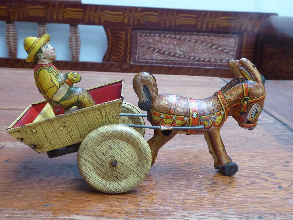 Antiek blikken ezeltje met kar, Balky Mule Marx & co., Antiek en Kunst, Ophalen of Verzenden