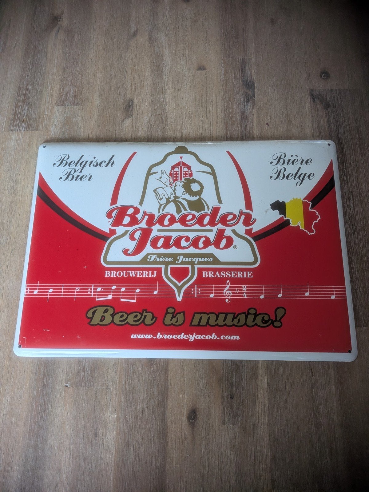 Broeder Jacob Belgisch Bier Reclamebord - Beer is Music!, Ophalen of Verzenden, Zo goed als nieuw, Reclamebord