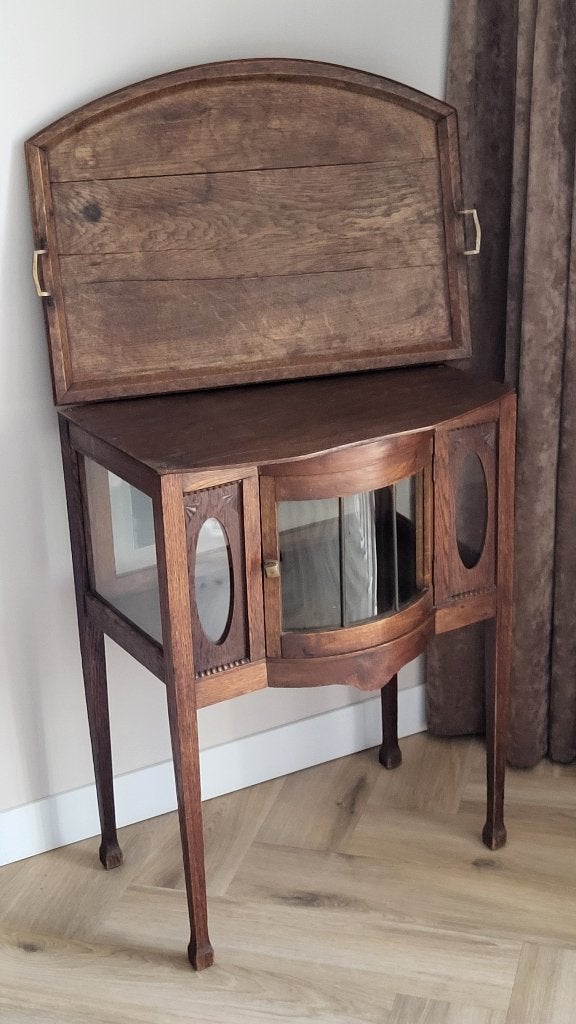Antieke Butlertafel Kast Dumbwaiter Display drankkast, Antiek en Kunst, Ophalen of Verzenden