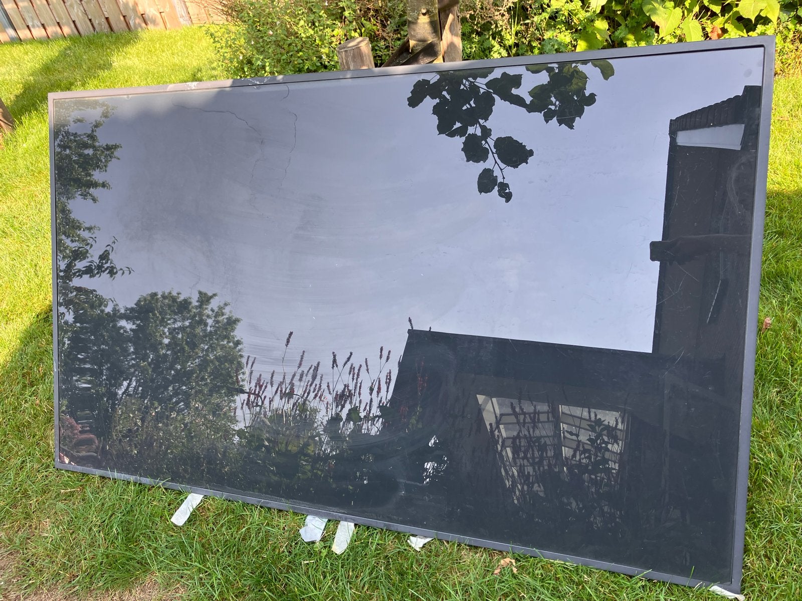 Antracietkleurige tuintafel met metalen frame (160x96 cm), Tuin en Terras, Tuintafels, Ophalen, Gebruikt, Rechthoekig, Metaal