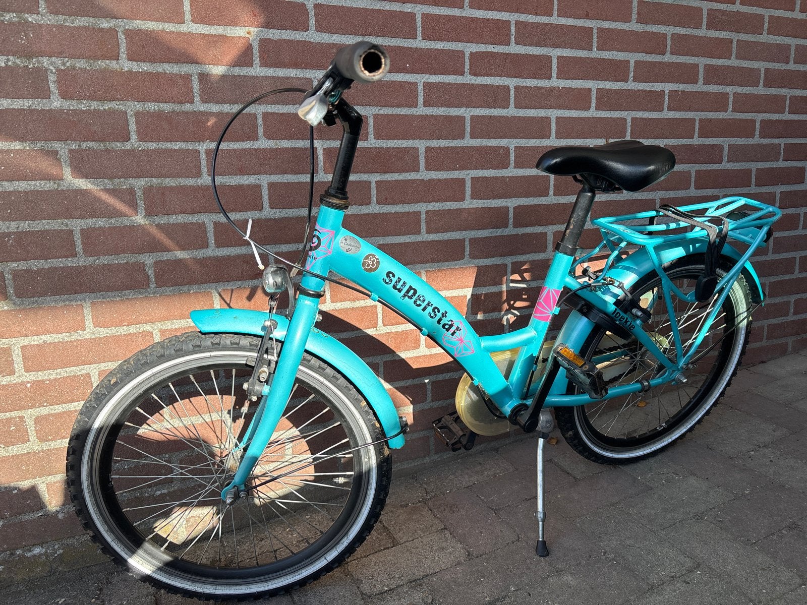 Superstar kinderfiets 20 inch - turquoise - meisjes, Ophalen, Gebruikt, Terugtraprem, 16 tot 20 inch