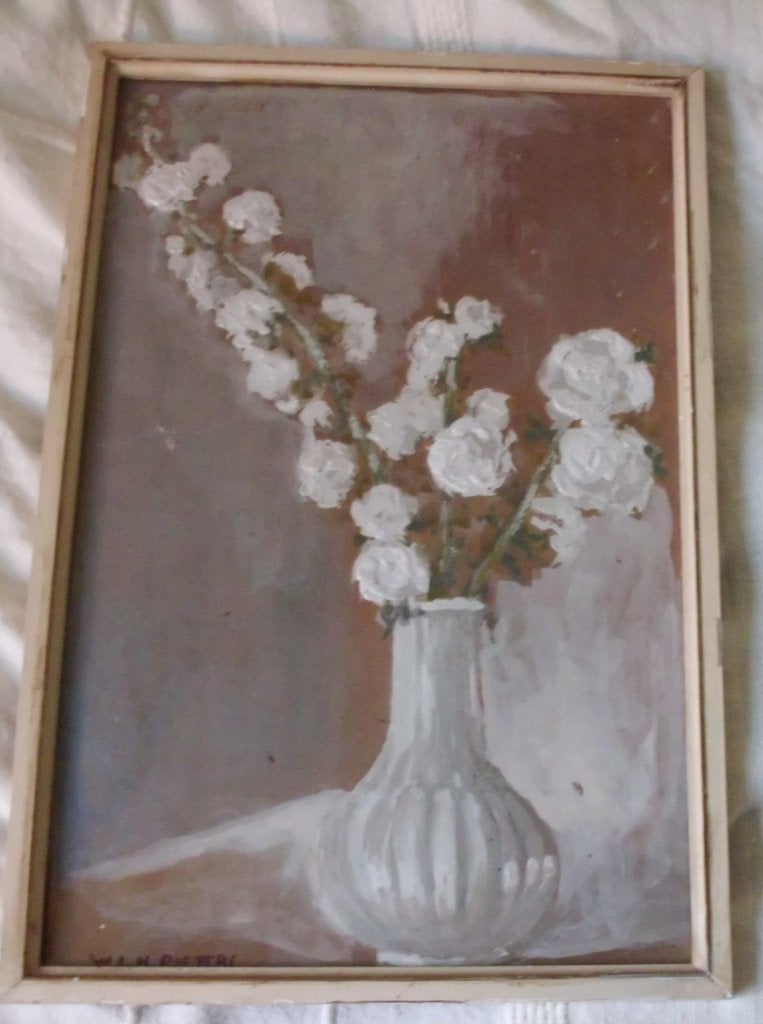 W,J,H, Pieters   1901 - 1985 . beeldhouder/schilder ., Antiek en Kunst, Bloemen, Paneel, Impressionistisch, Ophalen of Verzenden