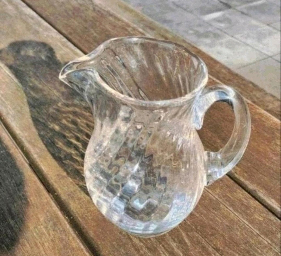 Vintage Clear Glass Swirl Pitcher 1 Litre, Ophalen of Verzenden