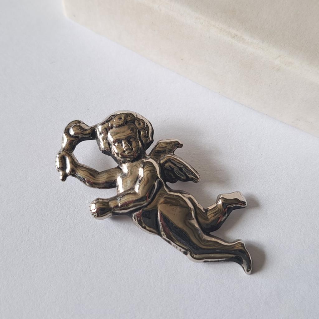 Broche engeltje, Verzenden, Zilver, Overige materialen