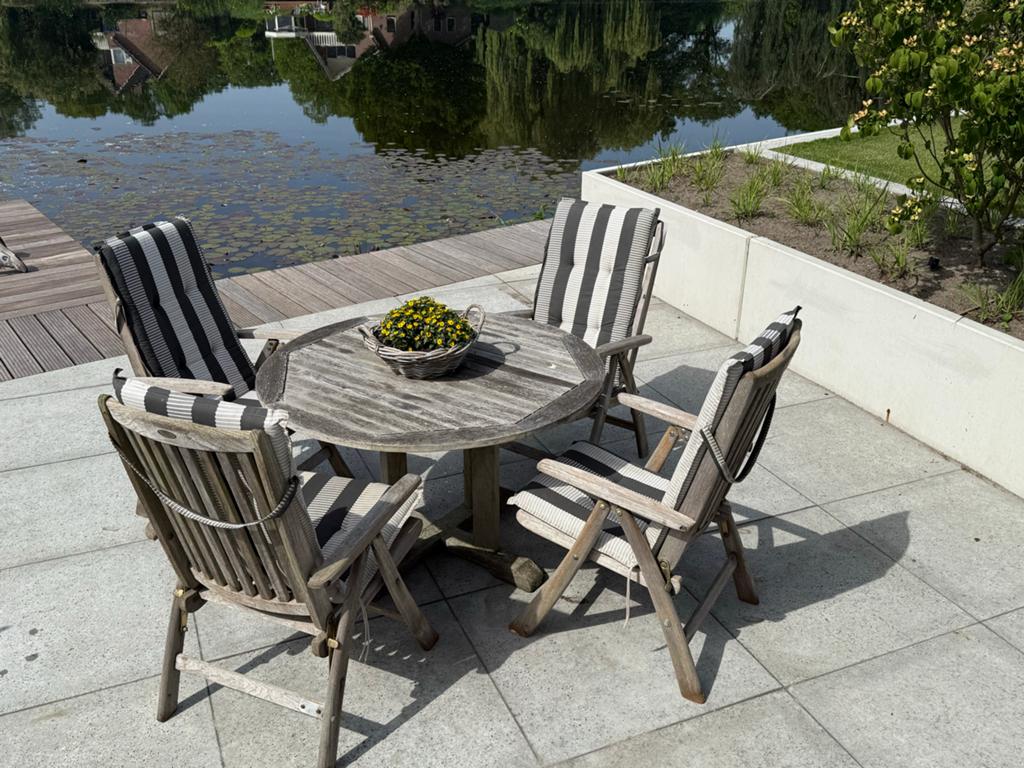 Teakhouten tuinset van Tuinteak Kampen, Ophalen, 4 zitplaatsen, Gebruikt, Eettafel