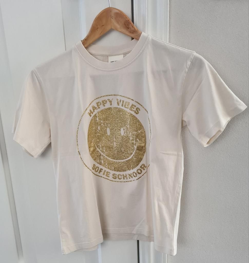 Sofie Schnoor T-shirt crème met een gouden glitterprint 152, Sofie schnoor, Meisje, Ophalen of Verzenden, Zo goed als nieuw