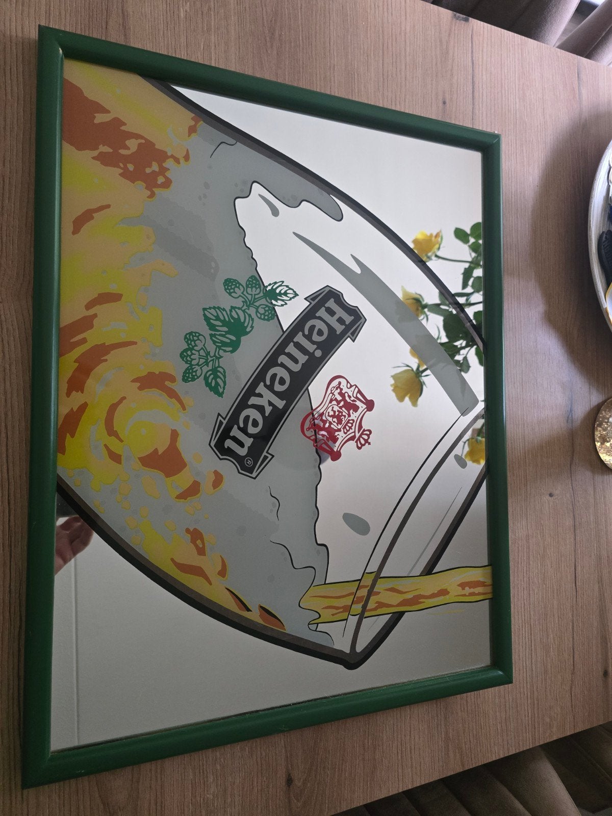 Heineken spiegel 59x46 cm, Minder dan 50 cm, Gebruikt, Ophalen of Verzenden, Minder dan 100 cm