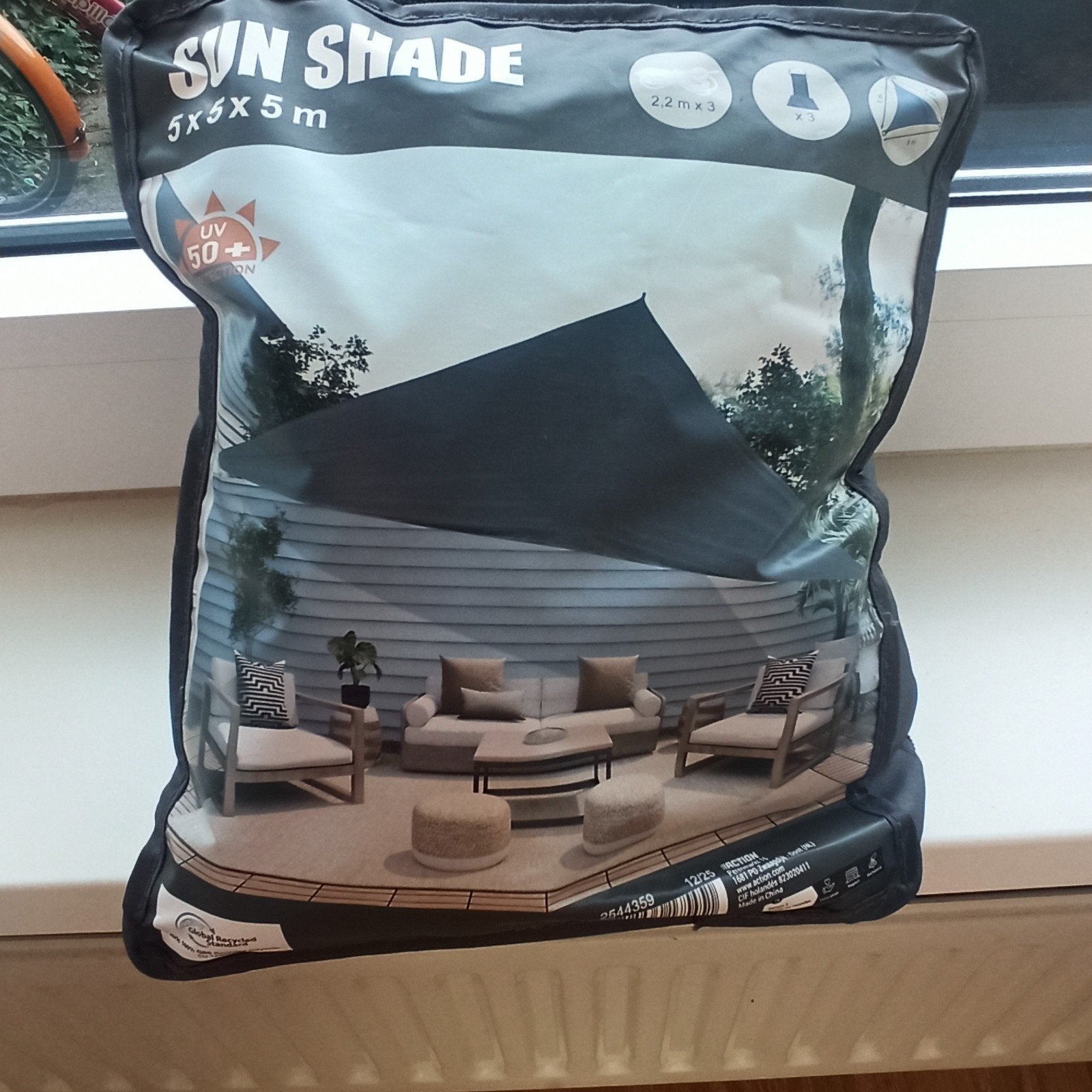 Nieuw Sun Shade Zonnescherm 5x5x5m UV 50+, Ophalen, Nieuw