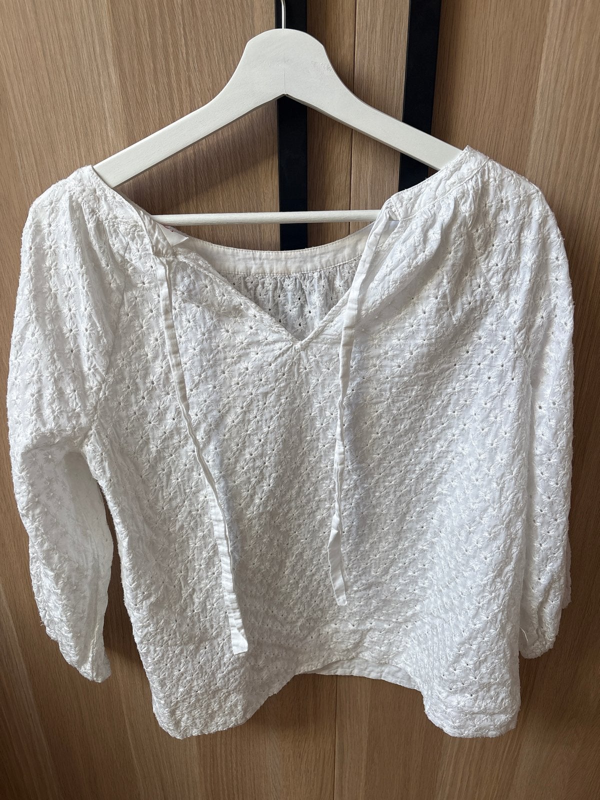 S.Oliver witte blouse met broderie, maat 40, Ophalen, Gedragen, Maat 38/40 (M), Wit