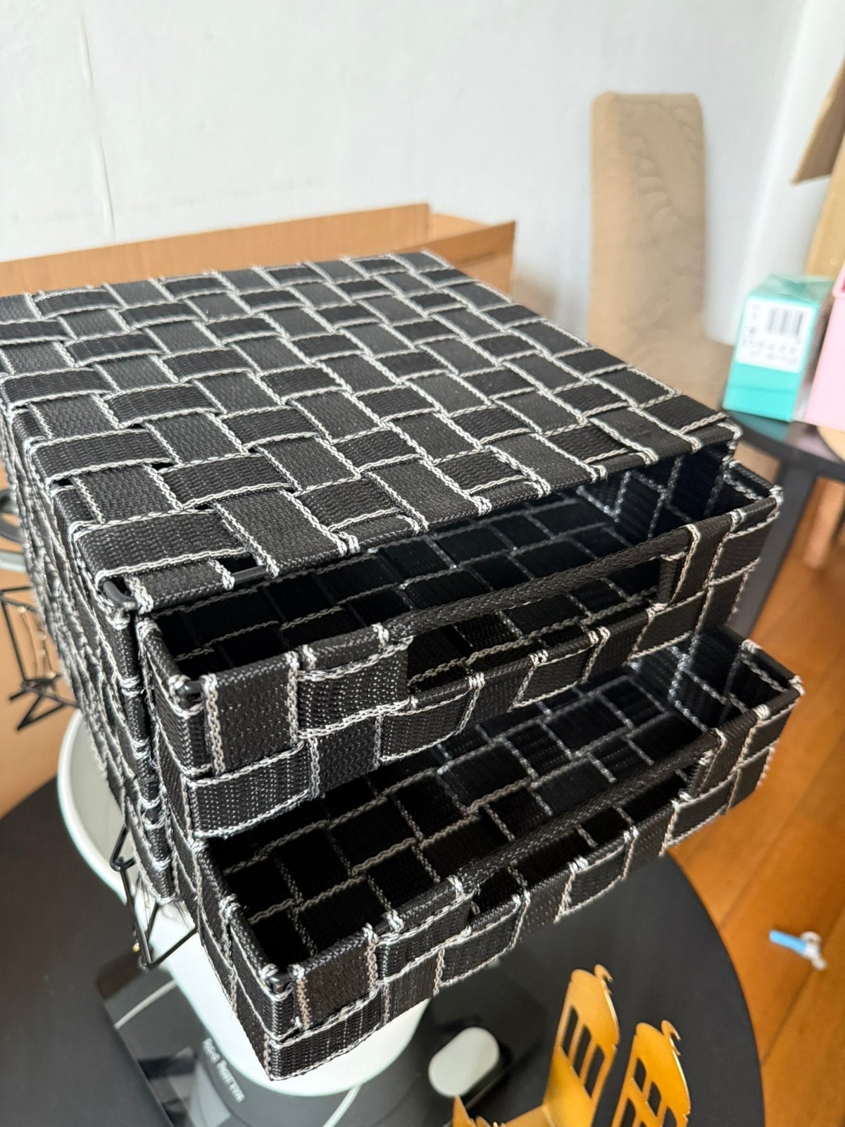 Black Woven Storage Drawers / Organizer, Ophalen, Zo goed als nieuw