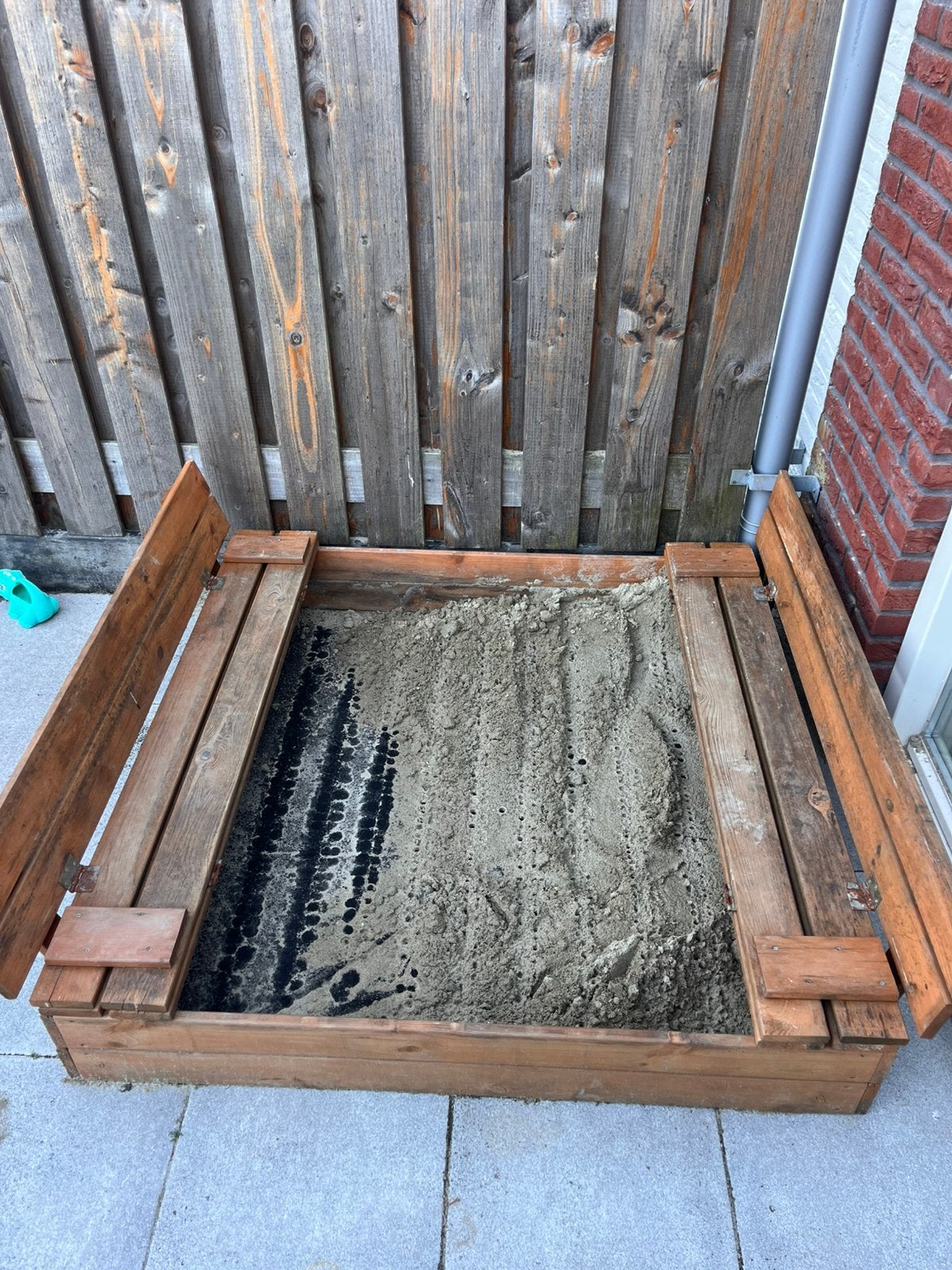 Houten zandbak, Ophalen, Gebruikt