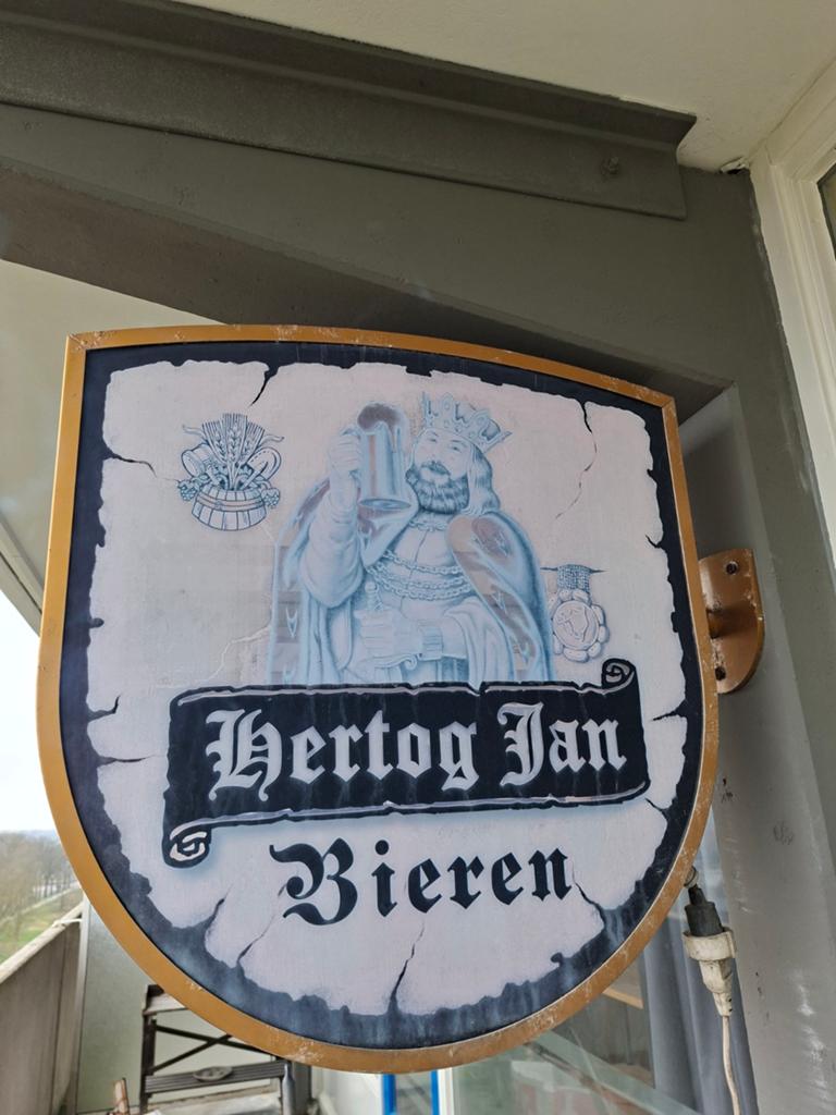 Hertog Jan Bieren Reclamebord - Uniek Lichtbak Schild, Ophalen, Gebruikt, Reclamebord, Plaat of Schild, Hertog Jan