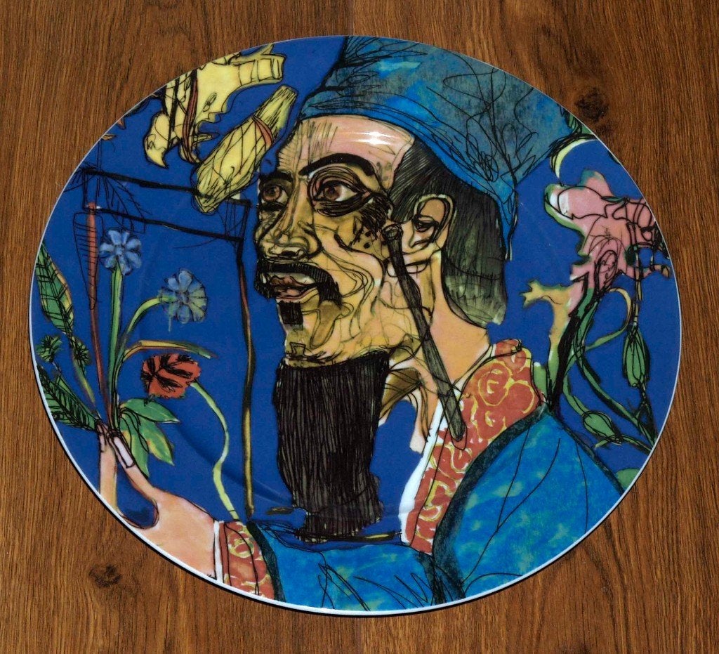 Li Shizhen kunstbord | Piet Schopping | Ateliers Amerpoort, Ophalen of Verzenden, Bord, Meerkleurig, Overige materialen