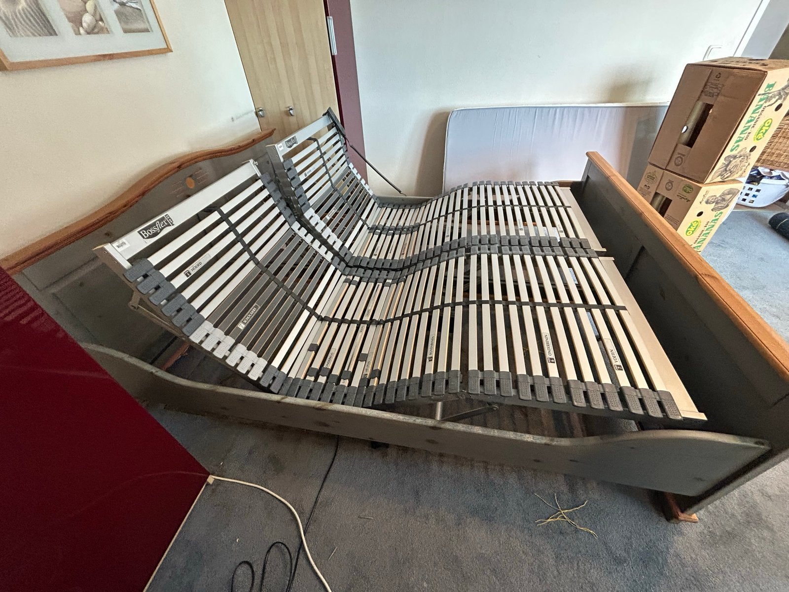 Bed 2x Bossflex lattenbodems 80x200 verstelbaar, Huis en Inrichting, Slaapkamer | Bedden, Ophalen, Overige kleuren, Tweepersoons